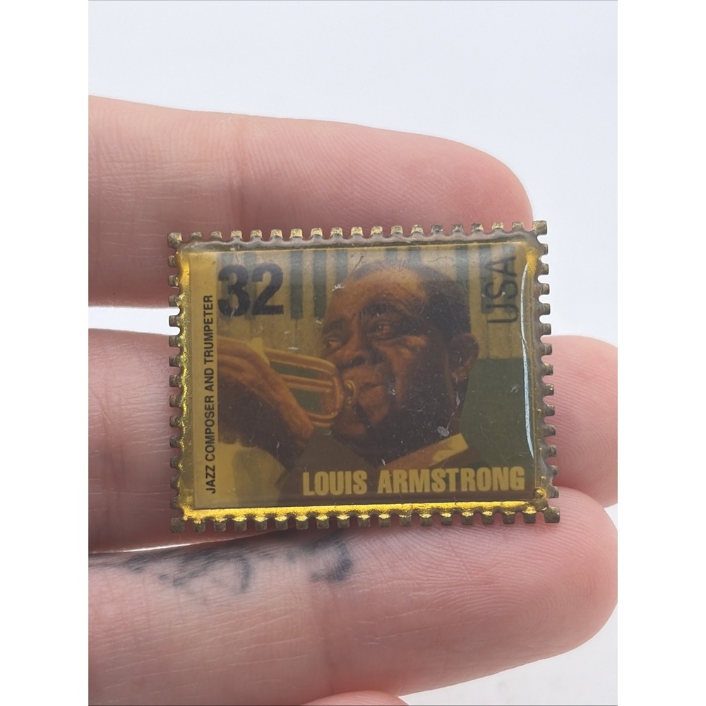 USPS United States Postal Service Stamp Louis Armstrong Jazz Lapel Pin
